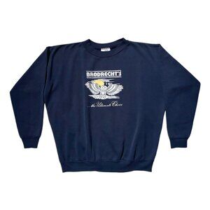 80s vintage Brodrecht's Brand Sweatshirt Owl Animal Graphic Slogan Crewneck.